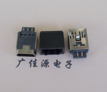黑龙江MINI USB 5Pin接口 带护套焊线母座 B型180度铜壳