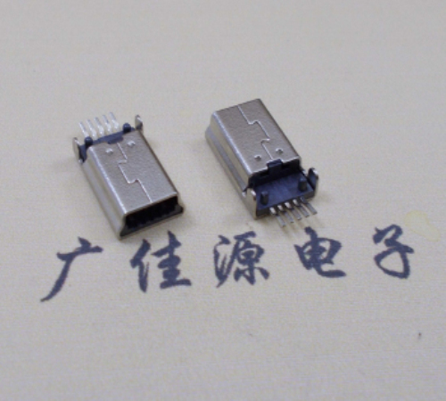 黑龙江MINI USB公头 5pin端子贴板带柱 10.7mm体长